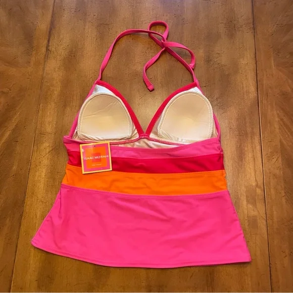 Isaac Mizrahi Pink Orange Tankini Top M NWT - Picture 2 of 5